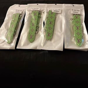 Green color with purple LV logos on the bands